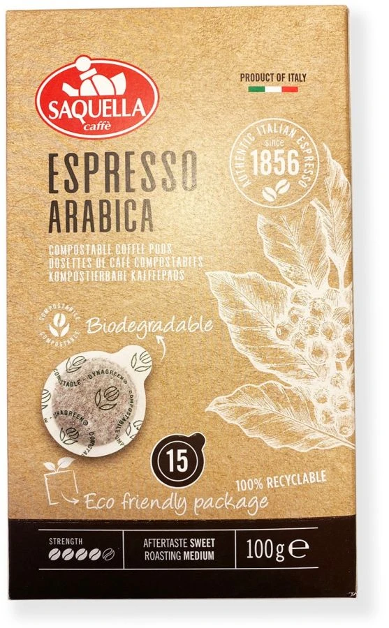 Saquella Espresso 100 % Arabica Espresso Pods 3 Saquella Espresso 100 % Arabica Espresso Pods