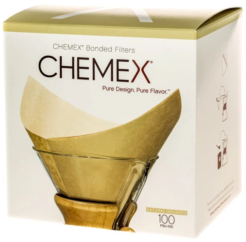 Chemex Pre-folded Squares Natural Paper Coffee Filters For 6, 8 And 10 Cup Coffeemaker, 100 Pcs 3 Chemex Pre-folded Squares Natural Paper Coffee Filters For 6, 8 And 10 Cup Coffeemaker, 100 Pcs