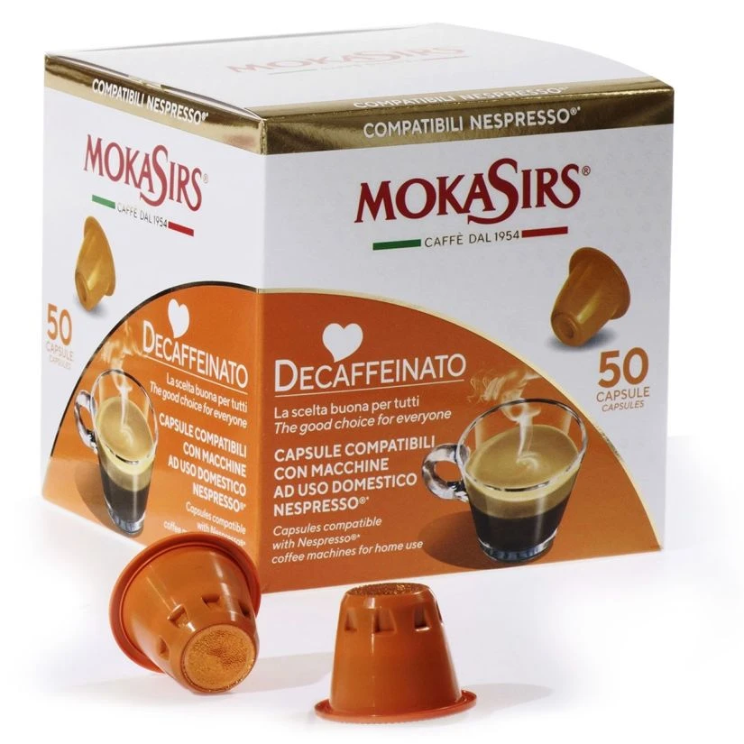 MokaSirs Decaffeinato Nespresso-Compatible Coffee Capsules 50 Pcs 3 MokaSirs Decaffeinato Nespresso-Compatible Coffee Capsules 50 Pcs