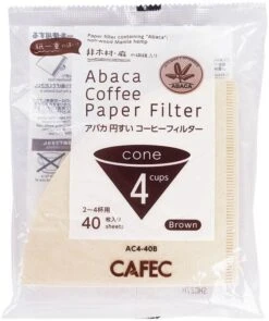 CAFEC ABACA Cone-Shaped Filter Paper 4 Cup, Brown