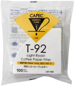 CAFEC Light Roast T-92 Coffee Paper Filter 1 Cup, 100 Pcs