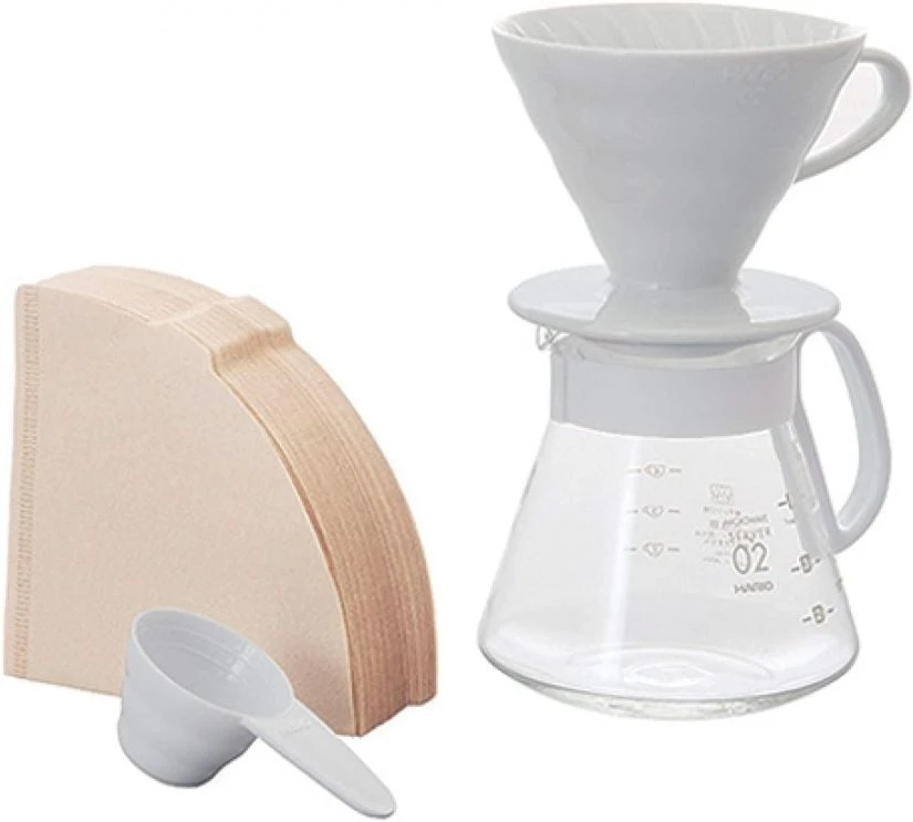 Hario V60-02 Ceramic Dripper Set 600 Ml, White 3 Hario V60-02 Ceramic Dripper Set 600 Ml, White