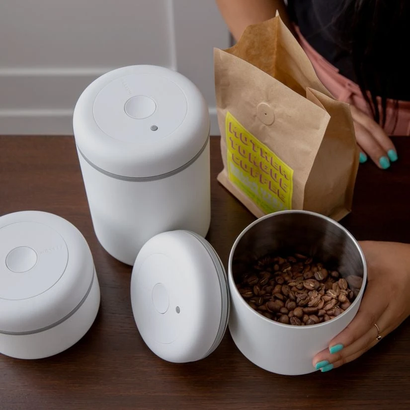 Fellow Atmos Vacuum Canister For Coffee Beans, Matte White Steel 5 Fellow Atmos Vacuum Canister For Coffee Beans, Matte White Steel - Image 3