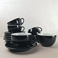 IPA Milano Cappuccino Cup 180 Ml, Black & White -Coffee Supply Store ipa milano cappuccino cup nero 8196