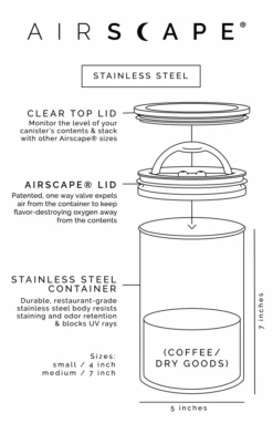 Planetary Design Airscape® Classic Stainless Steel Storage Canister, Charcoal -Coffee Supply Store planetary design airscape classic charcoal 3869 1